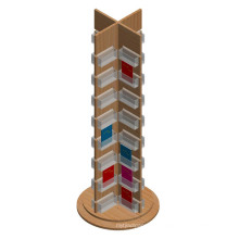 Wood & Acrylic 4 Sided spinning Floor Magazine bookshelf spinning rack 6 Shelf Floor Standing Spinning Display